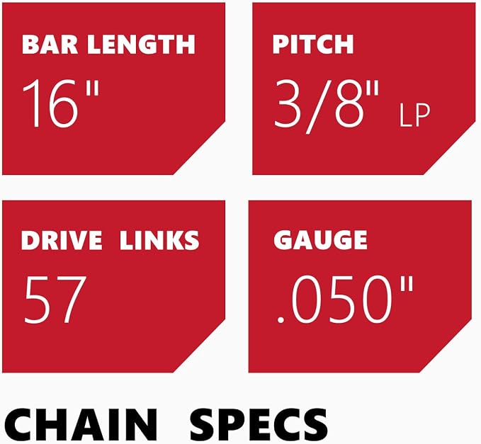 KAKEI 16 Inch Chainsaw Chain 3/8" LP Pitch .050" Gauge 57 Drive Links- 91PX57CQ/ 91VG57CQ Fits Echo CS-3510/352/3400/400, Worx WG300,WG303 - S57 (3 Chains) - Semi Chisel - Image 3
