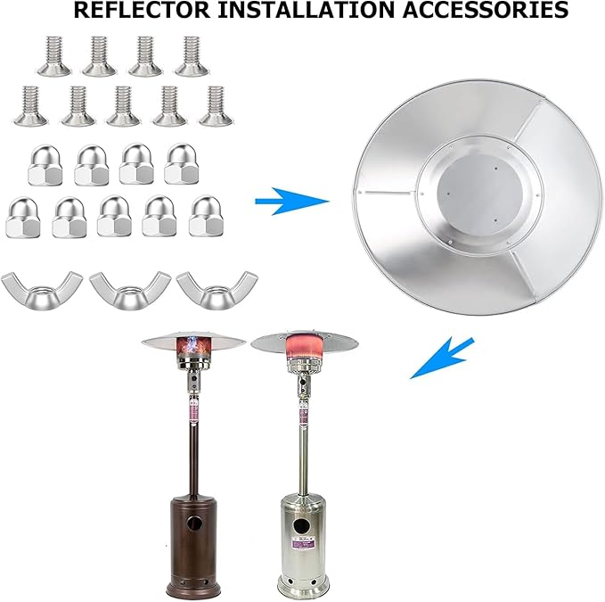 Patio Heater Replacement Parts Hardware Accessories Patio Heater Reflector Cover Protective Cover Accessories Round Umbrella-Shaped Vertical Pyramid Patio Heater Heating Kit - Bolt and Nut Set