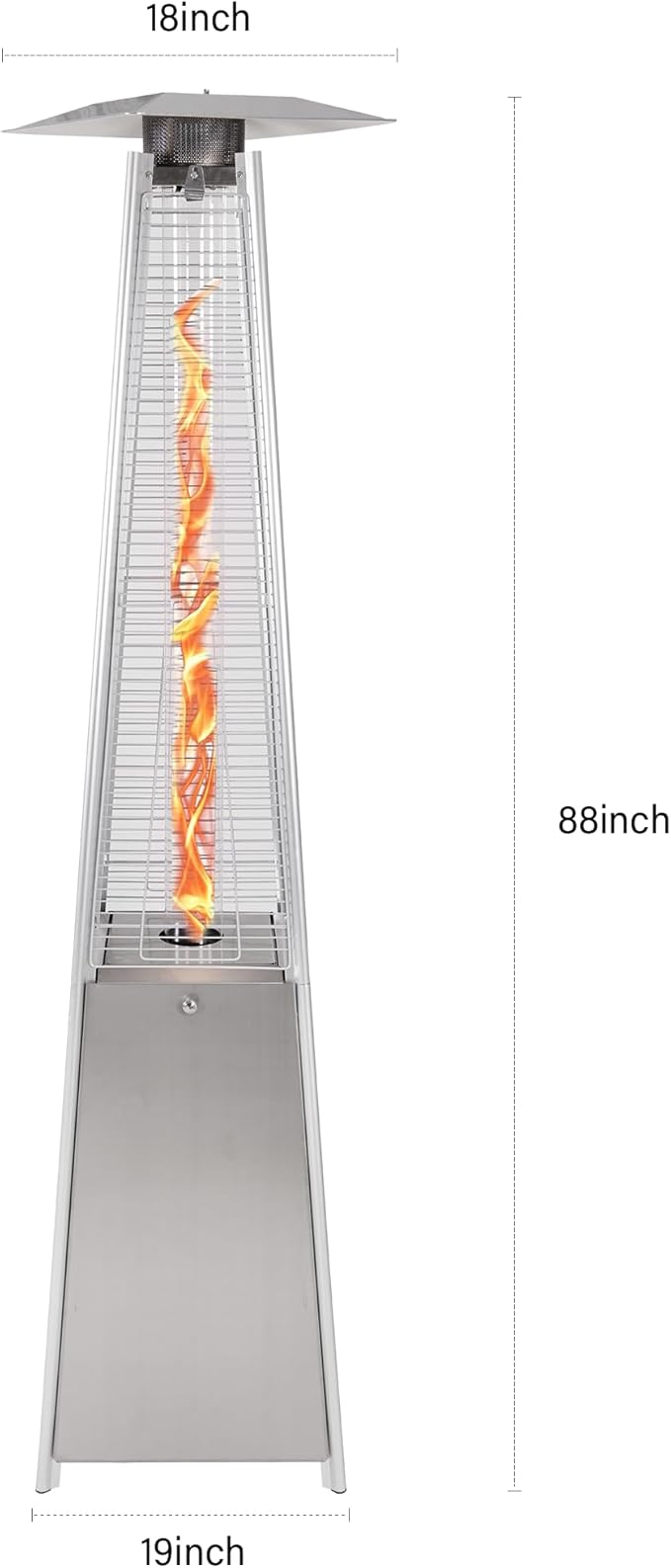 Pyramid Patio Heater, 48000 BTU Glass Tube Propane Patio Heater with Wheels and Cover, Outdoor Propane Heaters for Patio, Backyard, Garden, Porch, and Pool