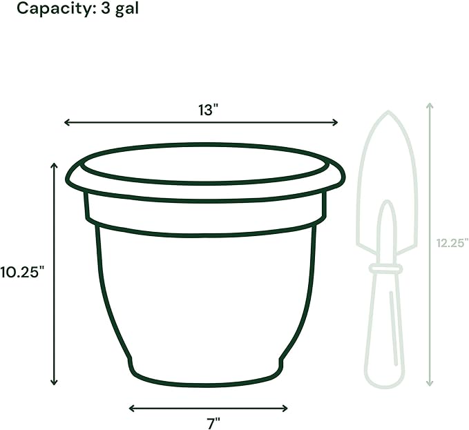 Bloem Ariana 12" Navy Round Self-Watering Resin Planter Pot - Rolled Rim Indoor and Outdoor Gardening Planter
