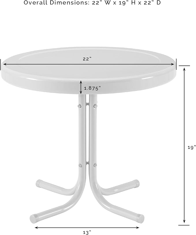 Crosley Furniture Tulip 3-Piece Outdoor Chair and Side Table Set, Vintage Retro Metal Patio Conversation Sets, Lavender Gloss