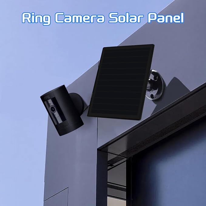 Solar Panel Charger for Ring Camera, Compatible with Ri ng Stick Up Cam Battery, Ring Spotlight Plus/Pro Battery,Waterproof, 5V 6W Fast Charging (3Pack Black) - Image 2