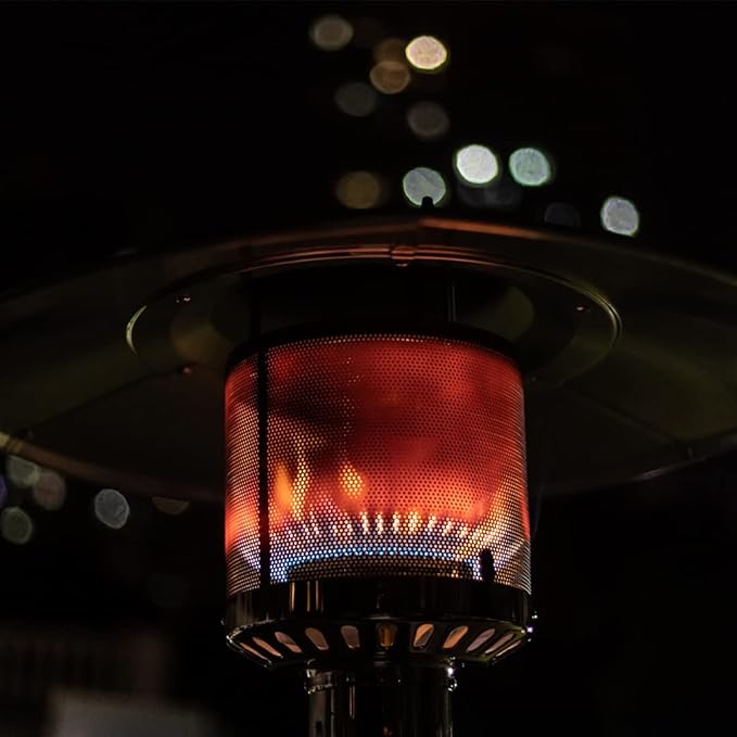 Patio Heaters for Outdoor Use, 47000 BTU Double-Layer Stainless Steel Burner, Portable Propane Heater with Wheels for Home, Residential, Party, Backyard, Garden, Silver Stainless Steel