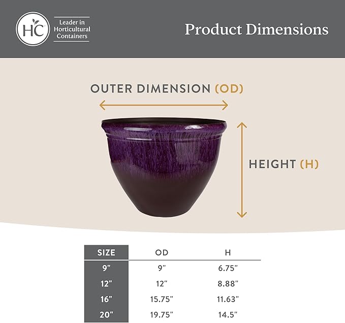 The HC Companies 9 Inch Pizzazz Round Planter Pots with Ceramic Look, Lightweight UV-Resistant Plastic Indoor & Outdoor Planters, 2-Pack Flower Pots for Garden & Home Decor, Foggy Gray