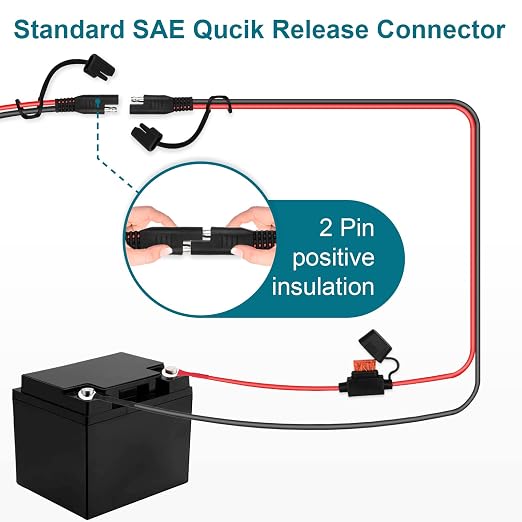 5PCS SAE Extension Cable, 16AWG SAE Battery Connector, Ring Terminal Harness Accessory Cable for Motorcycle Solar Panel RV - Image 5