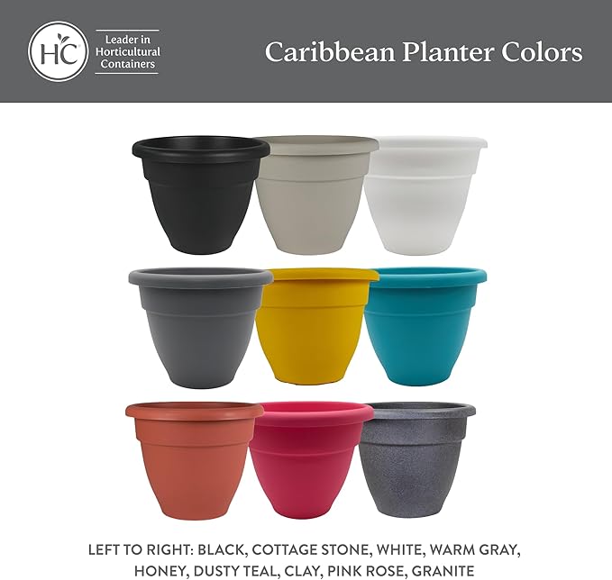 The HC Companies Caribbean Planter Pot - Outdoor & Indoor Plant Pot with Drainage Hole & Plug - Rolled Rim Plastic Pots for Plants & Flowers - Decorative Plant Pot (10" Dusty Teal, Pack of 1)