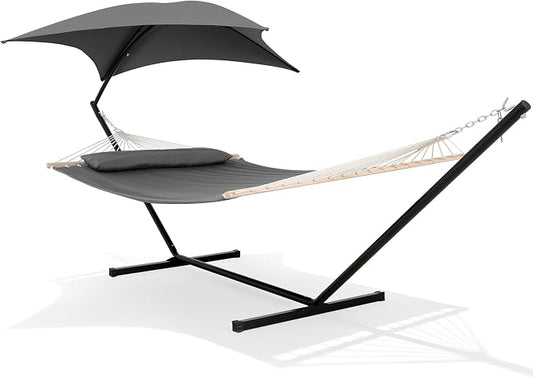 SUNCREAT Hammocks Standing Patio Hammock with Canopy, Portable Hammock with Stand Foldable, Patent Pending, Dark Gray by SUNCREAT