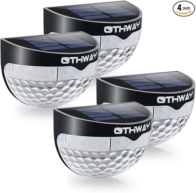 OTHWAY Solar Fence Post Lights Wall Mount Decorative Deck Lighting (Black, 4 Packs)