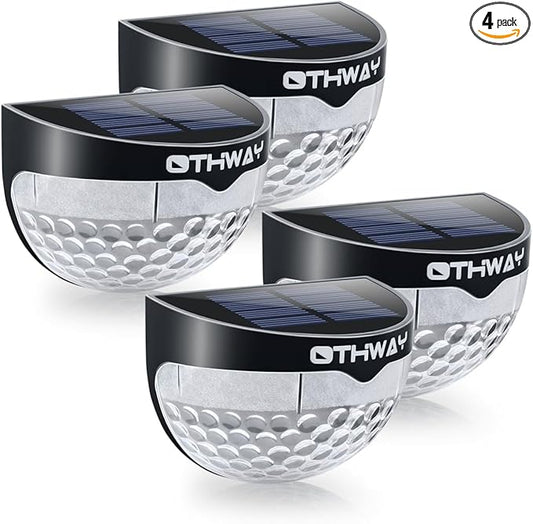 OTHWAY Solar Fence Post Lights Wall Mount Decorative Deck Lighting (Black, 4 Packs)