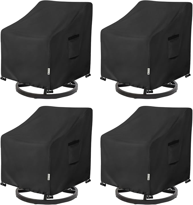 Patio Chair Covers Waterproof Patio Furniture Covers,33W x 37D x 38 H Inches Outdoor Swivel Chair Cover 4 Pack -Black by Aacabo