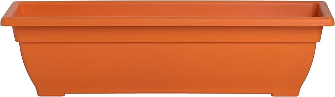 Rectangle Planter Box, 24 Inch Indoor/Outdoor Rectangular Planter, Durable UV Resistant, 4 Gallon Plastic Window Box Trough, Use for Herbs, Succulents, Vegetables (Terracotta)