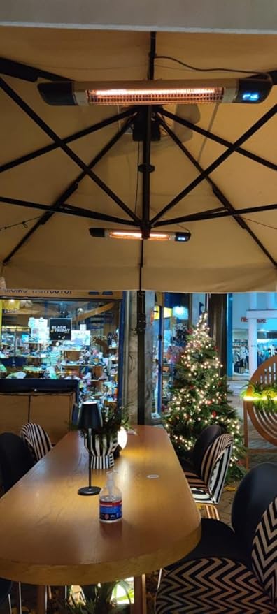 Infrared Patio Heater 2-in-1 Wall-Mounted & Freestanding Indoor & Outdoor 300/1500W – 6 Heat Modes – Instant Heat in 3 Sec – Protective Cover – IP55 Waterproof – Remote Control (BLACK/SILVER)
