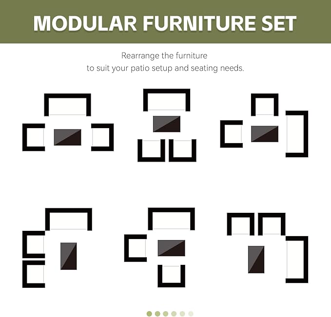 Patio Furniture Set 4 Pieces, Outdoor Rattan Furniture with Tempered Glass Coffee Table, Modern Rattan Patio Chairs Conversation Sets with Sofa for Garden, Terrace, Porch, Lawns