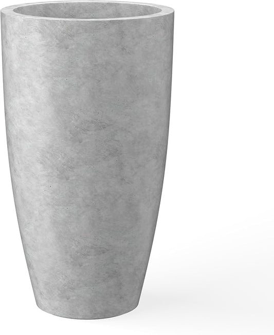 Kante 23.6" H Natural Concrete Finish Concrete Tall Planters Large Outdoor Indoor Decorative Plant Pots with Drainage Hole and Rubber Plug, Modern Tapered Style for Home and Garden