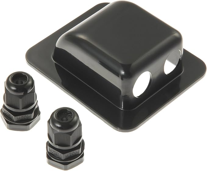 LINKSOLAR Weatherproof ABS Solar Double Cable Entry Gland,Curved Cable Connector for All Cable Types 6mm?? to 12mm?? for Rv, Campervan, Boat (Type D, Black) - Image 2