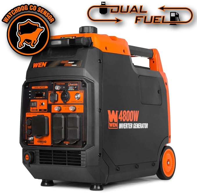 WEN Quiet and Lightweight 4800-Watt Dual Fuel RV-Ready Electric Start Portable Inverter Generator with Fuel Shut Off and CO Watchdog (DF480iX) - Image 2