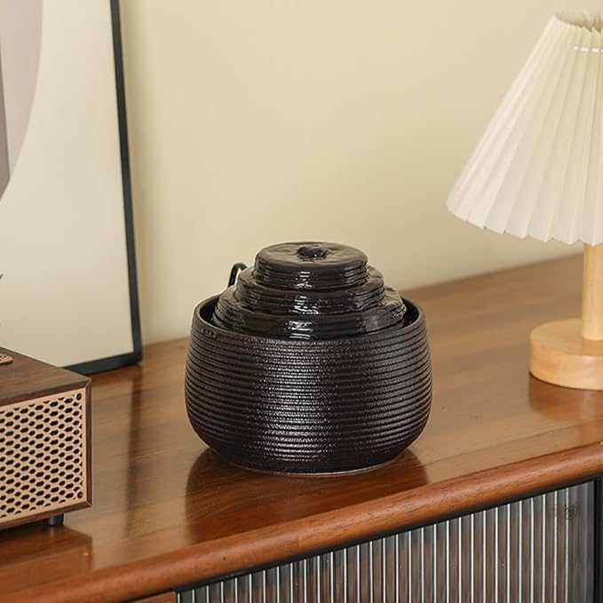 Ceramic Tabletop Fountain Water Feature for Indoor and Home Decoration Table Desk Office Patio (Black A155)