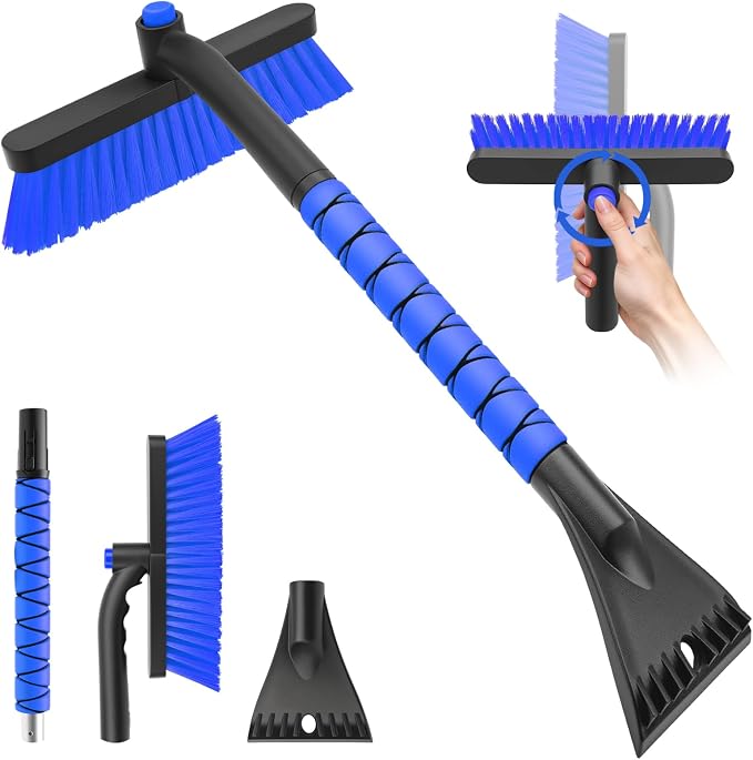 nacena Snow Brush and Ice Scrapers for Car Windshield, Detachable Snow Remover for Cars EVA Foam Grip and Rotatable Brush Head Snow Scraper for Car Trucks SUV, Winter Cars Accessories (Blue) by nacena