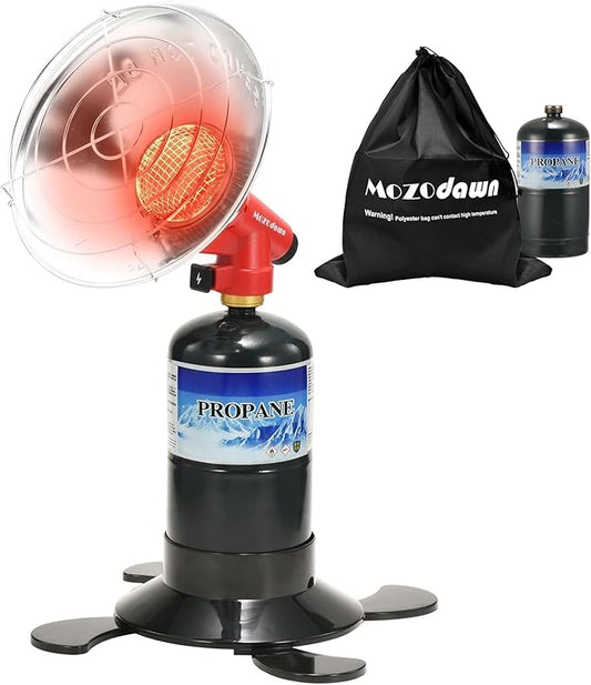 Propane Heater for Outdoor, 6500 BTU Portable Heaters for camping with Piezo Ingnition, Small Propane Heater with Gas Tank Holder Rapid Heating For Tent, Patio, Ice Fishing, Hunting