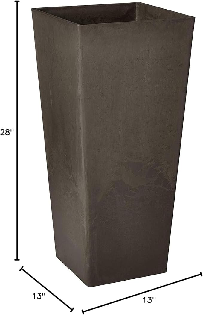 Arcadia Garden Products PSW FS32DC Contempo Tall Square Planter, 13 by 13 by 28-Inch, Dark Charcoal