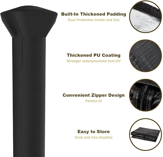 Fire Sense 02129 Vinyl Cover Full Length Outdoor For Fire Sense LPG Patio Heaters Reflectors Heavy Duty 10 Gauge Felt Lined Waterproof Weather Resistant With Zipper 31"-33" Round Reflectors