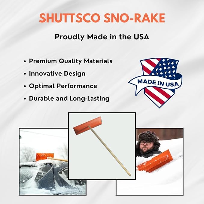 Snow Rake/Snow Broom with Pole - 48” Pole with 18" Head. - Auto Dealer Quality Shuttsco USA! #105 Commercial Grade - Image 2