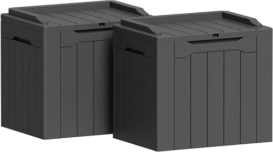 Greesum 31 Gallon Deck Box for Outside, All Weather Outdoor Storage Boxes for Patio Furniture Set, Package Delivery Box,Garden Tools, Gray(Set of 2) by BuynowfromGreesum