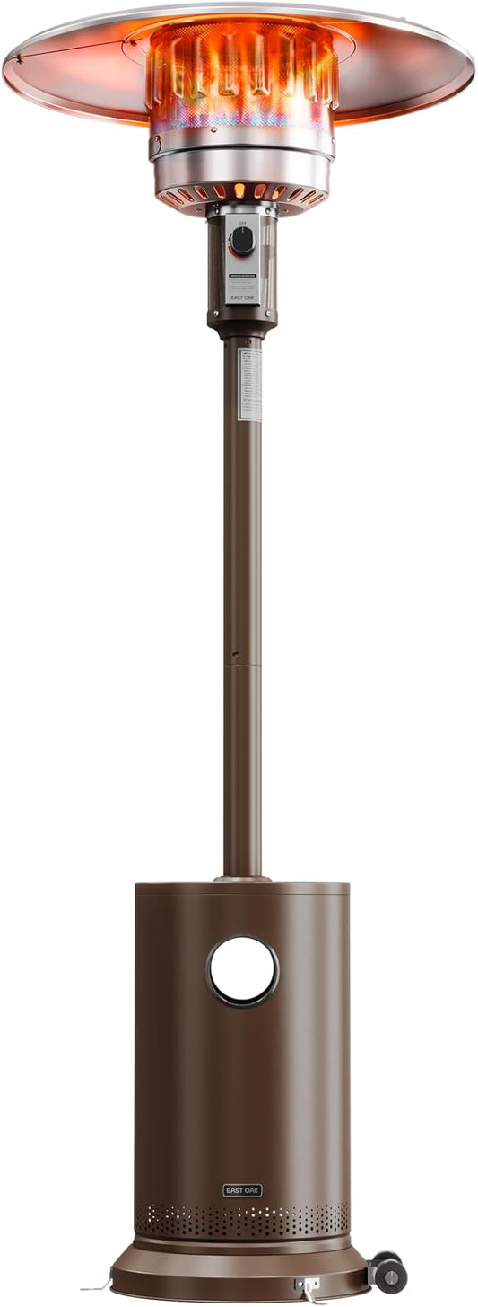 EAST OAK One-Hand Ignition Patio Heater with Enhanced Burner Head, 50,000 BTU Propane Outdoor Heater, One-Person Install, Round Table Design for Porch, Garden, Balcony, Backyard