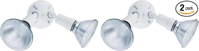 Lithonia Lighting Outdoor Flood Light Fixture, Adjustable Twin Par Flood Light,Holder for Safety and Security, 120 Volts, Uses 2 Lamps to 150W (Not Included), White (OFTH 300PR 120 WH M12) (Pack of 2)