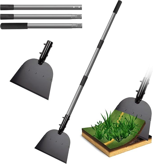 Walensee Flat Shovel, Heavy Duty Floor Scraper Long Handle for Weeding, Moss Removal, Lawn Edging & Outdoor Cleaning, Metal Garden Cleaning Shovel Scraper for Patio, Driveway, Sidewalk, Yard by Walensee