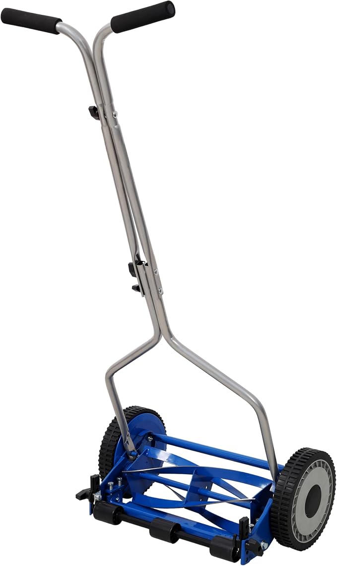 14-Inch Manual Push Lawn Mower with 5-Blade Ball Bearing and 8.5-Inch Composite Wheels, Lightweight Reel Mower & Eco Friendly Grass Cutter with Cushioned Grip for Yards, Lawns and Garden - Image 4