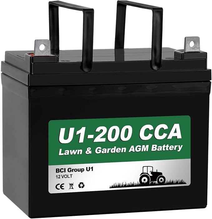 WEIZE Lawn Garden AGM Battery, 12V 200CCA BCI Group U1 SLA Starting Battery for Lawn, Tractors and Mowers, Compatible with John Deere, Toro, Cub Cadet, and Craftsman by WEIZE