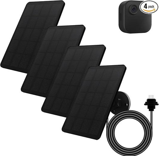 Solar Panel for Blink Camera Outdoor, Solar Panel 4W Compatible with Blink Outdoor 4 (4th Gen) Camera, Solar Charger for Blink Camera with 13.12Ft Outdoor Power Cable, 360° Adjustable Mount, 4 Pack by EverExceed