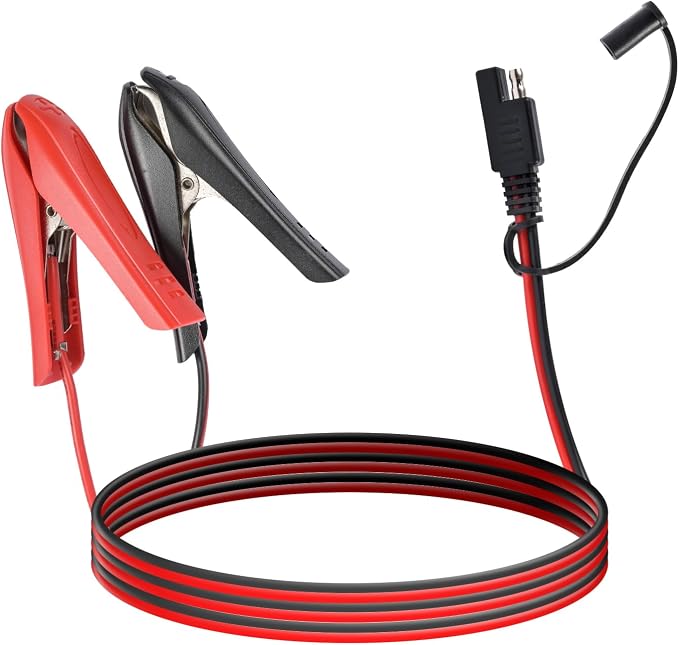 10.17FT Battery Clip-on Alligator Clamps to SAE Connector, 14AWG Crocodile Clips to SAE Solar Power Extension Cable Charging Wire 3.1 m by LOTUS+POWER