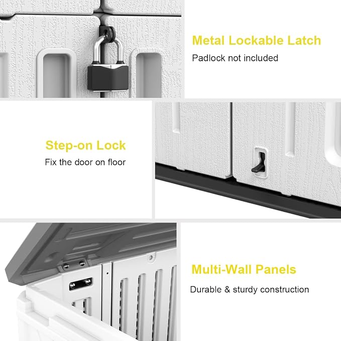 Outdoor Storage Shed,KINYING Outdoor Storage Cabinet Waterproof with Double Doors,52 Cu.ft Resin Vertical Tool Shed for Garden,Patio,Backyard,4×2.5×6.6 FT - Image 6