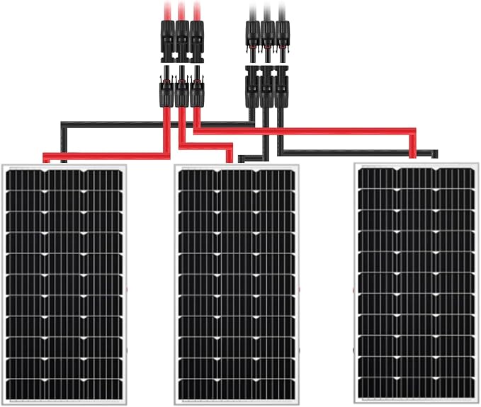 3 to 1 Solar Connectors Y Branch Parallel Adapter 10AWG Cable for Solar Panel (Red & Black) - Image 6