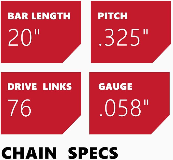 KAKEI 20 Inch Chainsaw Chain .325" Pitch .058" Gauge 76 Drive Links Fits VEVOR, Supmix 62cc, NEOTEC NCS6200, WEMARS 6220G, Blue Max 53543, 8901, 8902 (3 Chains) - Full Chisel - Image 3