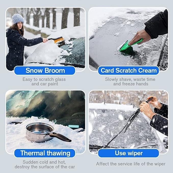 2026 Car Ice Scraper,Snow Scraper,Magical Ice Scrapers for Car Windshield,4 Pcs Portable Multifunctional Snow Remover Wiper,Upgrade 2-in-1 Refueling and Deicing Removal,Universal for Bus, Truck, SUV - Image 3