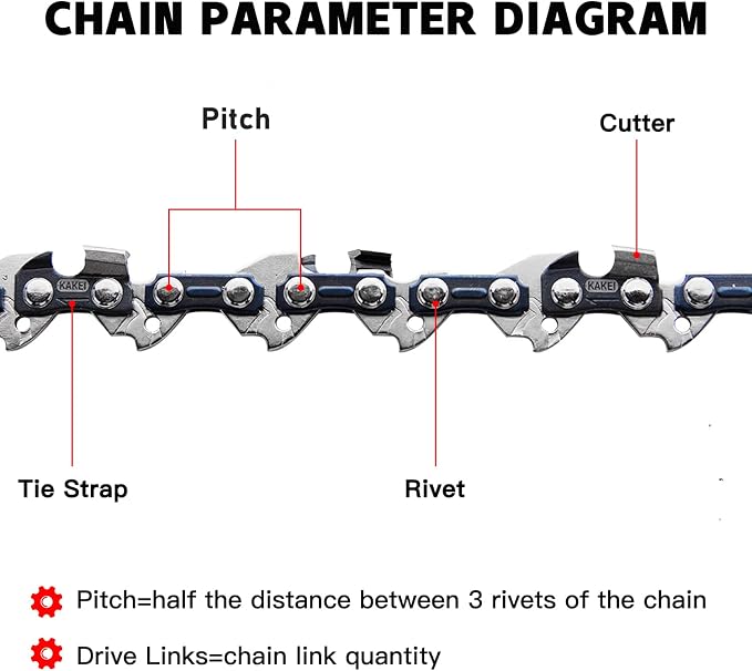 KAKEI 22 Inch Chainsaw Chain .325" Pitch .058" Gauge 86 Drive Links Fits Blue Max 20160 57cc (3 Chains) - Full Chisel - Image 5