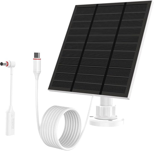 Solar Panels for Ring Camera Outdoor (New Generation) 5W 5V Solar Panel Charger with USB-C&Plug for Spotlight Cam Plus&Stick Up Cam Pro.Waterproof IP65 360??Adjustable 2M Cable (White, 1) by Unknown