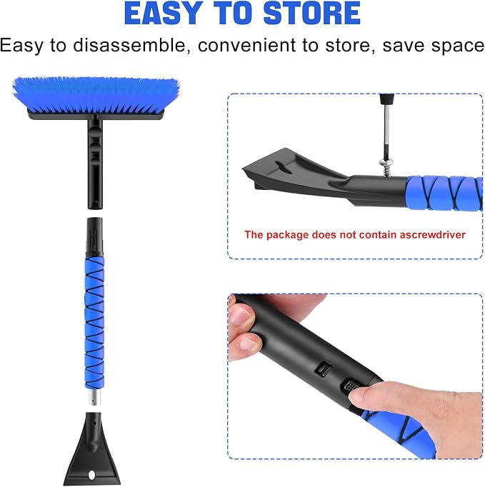 nacena Snow Brush and Ice Scrapers for Car Windshield, Detachable Snow Remover for Cars EVA Foam Grip and Rotatable Brush Head Snow Scraper for Car Trucks SUV, Winter Cars Accessories (Blue) - Image 5