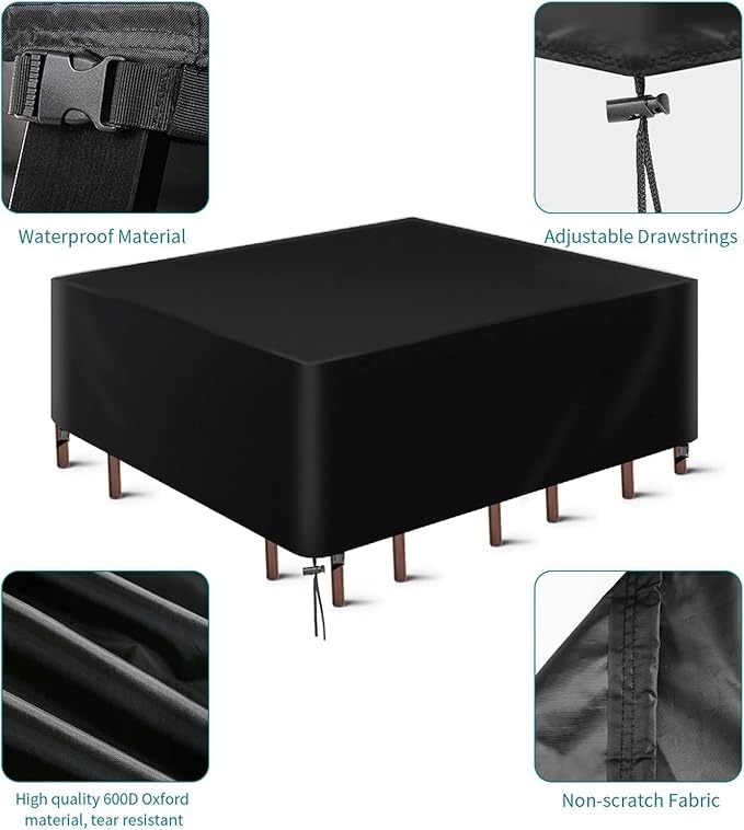LCOGD Patio Furniture Cover,Outdoor Furniture Covers Waterproof General Purpose, Outdoor Sofa Sets Covers Heavy Duty Windproof Anti-UV70 Lx47 Wx30 H - Image 4