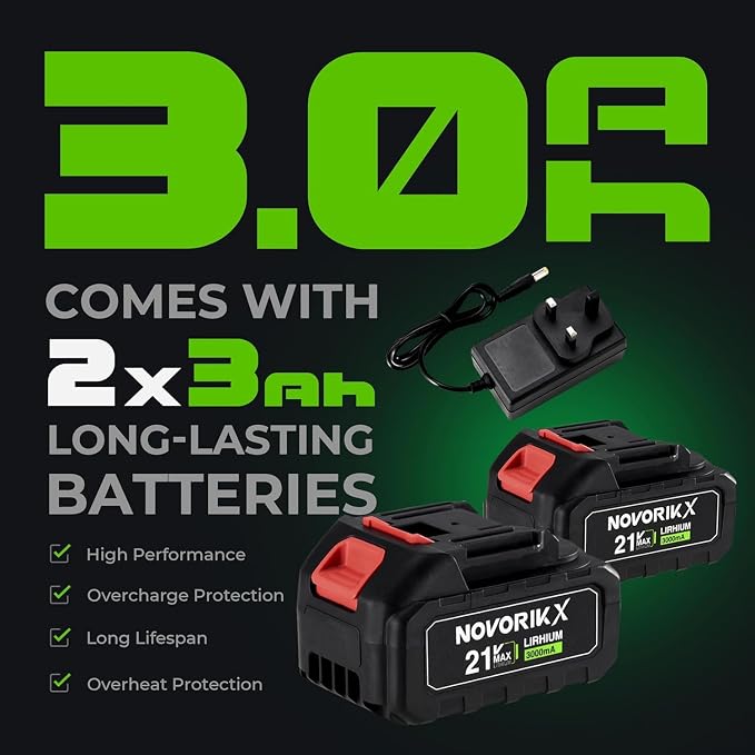 NovorikX 20V Cordless Mini Turbo Leaf Blower, 30000RPM Handheld Snow Blower with 2 X 3.0Ah Batteries & Charger, Ultra-Light, 55m/s for Car/Lawn/Garage Cleaning and Snow Removal - Image 6
