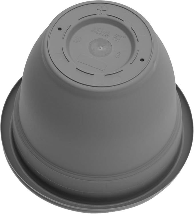 Bloem Ariana 8" Charcoal Round Self-Watering Resin Planter Pot - Rolled Rim Indoor and Outdoor Gardening Planter