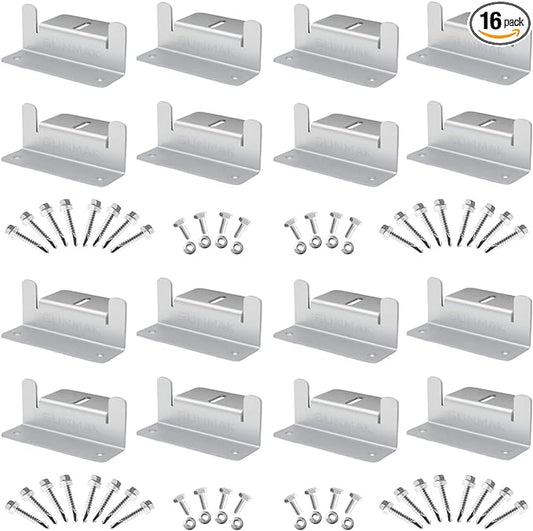 16 Units per Set Solar Panel Mounting Z Brackets, Solar Panel Mounting Brackets Lightweight Aluminum Corrosion-Free for RVs, Trailers, Boats, Yachts, Wall and Other Off Gird Roof by SUNMAK