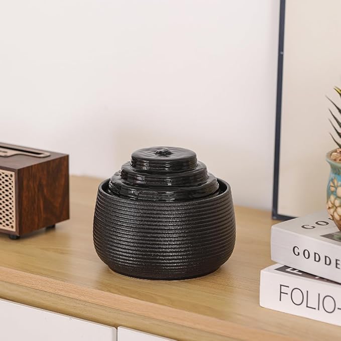 Ceramic Tabletop Fountain Water Feature for Indoor and Home Decoration Table Desk Office Patio (Black A155)