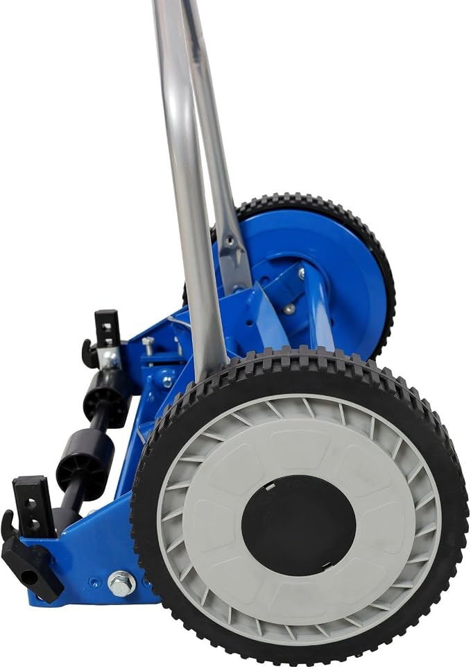 14-Inch 5-Blade Push Reel Lawn Mower with Adjustable Cutting Height 0.5-2.25", Manual Grass Cutter with 8.5-Inch Composite Wheels, Lightweight 17.2 Lbs Mower for Small Yards, Blue - Image 8