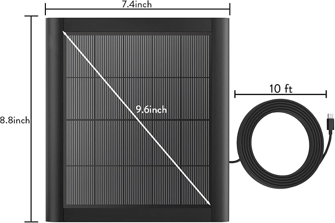 2-Pack 8W Solar Panel for Ring Camera, IP65 Waterproof Solar Charger with 10ft USB C Cable Compatible with Rings Spotlight Plus/Pro & Stick Up Plus/Pro Outdoor Cam Battery (2-Pack 8w Solar Panel) - Image 4