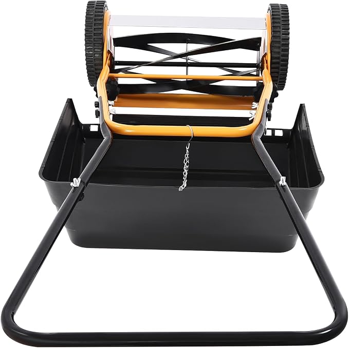 14" Lawnmower, 5 Blade Wheeled Lawn Mower with 0.47-1.65 in Adjustable Mowing Height Hand Push Lawn Mowers with Grass Catcher for Leaves and Grass - Image 4