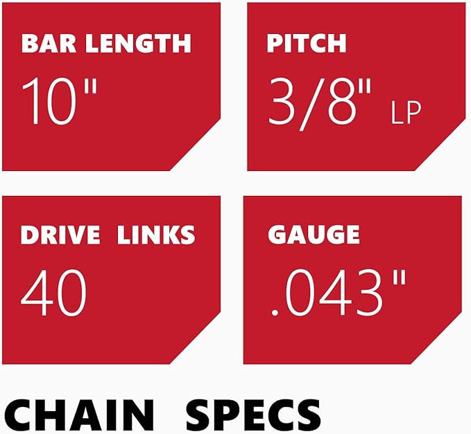KAKEI 10 Inch Chainsaw Chain 3/8" LP Pitch .043" Gauge 40 Drive Links, Fits Ryobi P546, Worx WG322, LCS1020, CMCCS610D1 - R40 (3 Chains) - Semi Chisel - Image 3